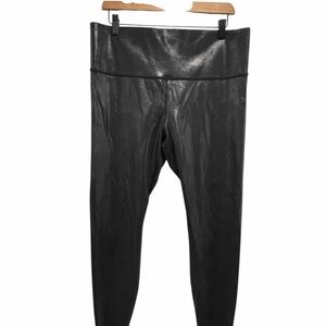 2/$25 Knix x Birds Papaya Faux Leather High-Rise Shiny Black Stretchy Leggings